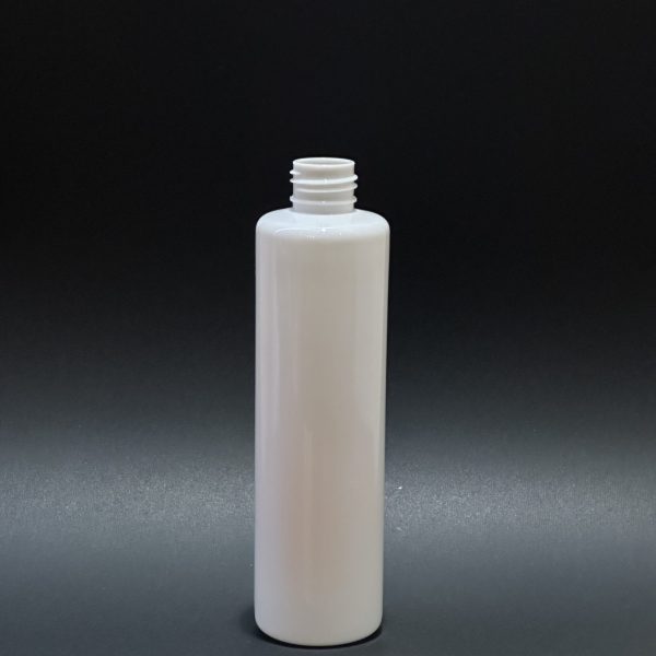 تصویر بطری پت سفید ۲۵۰ میلی‌لیتر استوانه‌ای مناسب برای محصولات آرایشی و بهداشتی