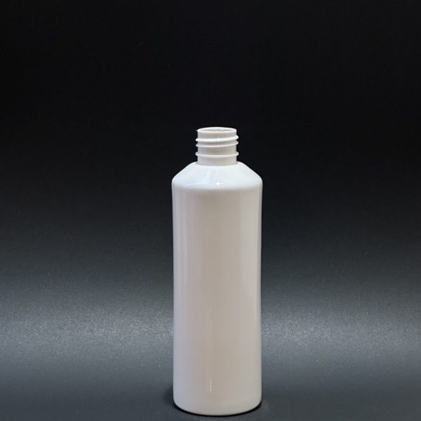 تصویر بطری پت ۲۵۰ میلی‌لیتر سفید رنگ مناسب برای بسته‌بندی محصولات آرایشی و بهداشتی