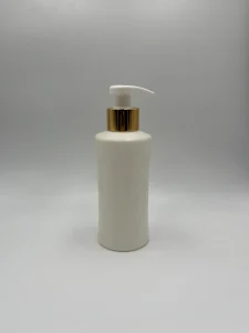 بطری پلی اتیلن 200 میلی لیتر سفید همراه با غلیظ پاش سفید طلایی