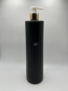 بطری پلی اتیلن مشکی 1 لیتری همراه با غلیظ پاش سفید طلایی