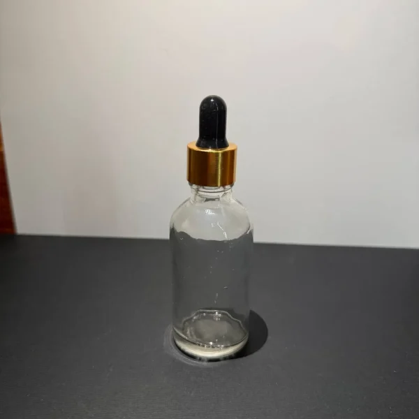 شيشه شفاف 50 میل با قطره چكان مشکی طلایی